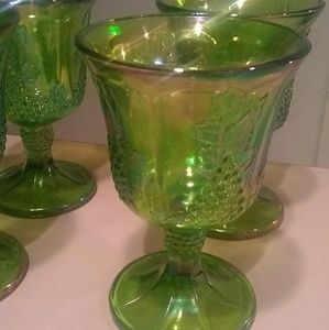 Vintage Indiana Glass Green Iridescent